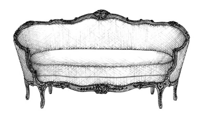 Louis XV baguette sofa