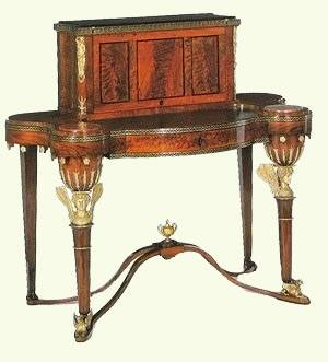  A Russian bureau-jardiniere in mahogany, mahogany veneer, gilt and patinated bronze and brass with an embroidered panel, from the Heinrich Gambs workshop, 1805-1810, Timothy Corrigan