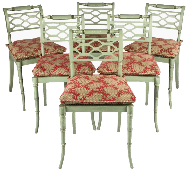 Set Of 6 Regency Style Caned And Fretwork Dining Chairs Seating Set Of 6 Regency Style Caned And Fretwork Dining Chairs