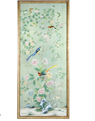 De Gournay Hand Painted on Silk Gilt-wood Framed Panel