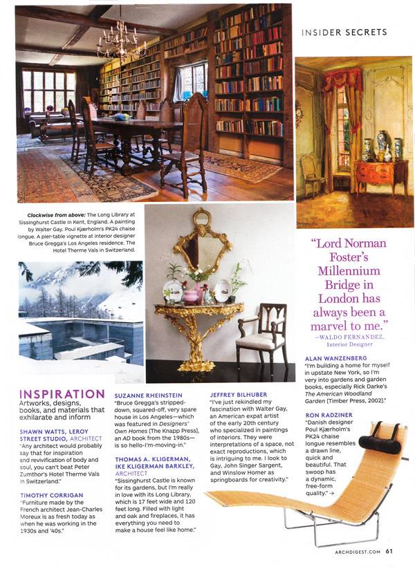 Press - Interior Design News - Architectural Digest, January 2013 ...