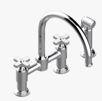 West Coast Two Hole Bridge Kitchen Faucet w/Side Spray